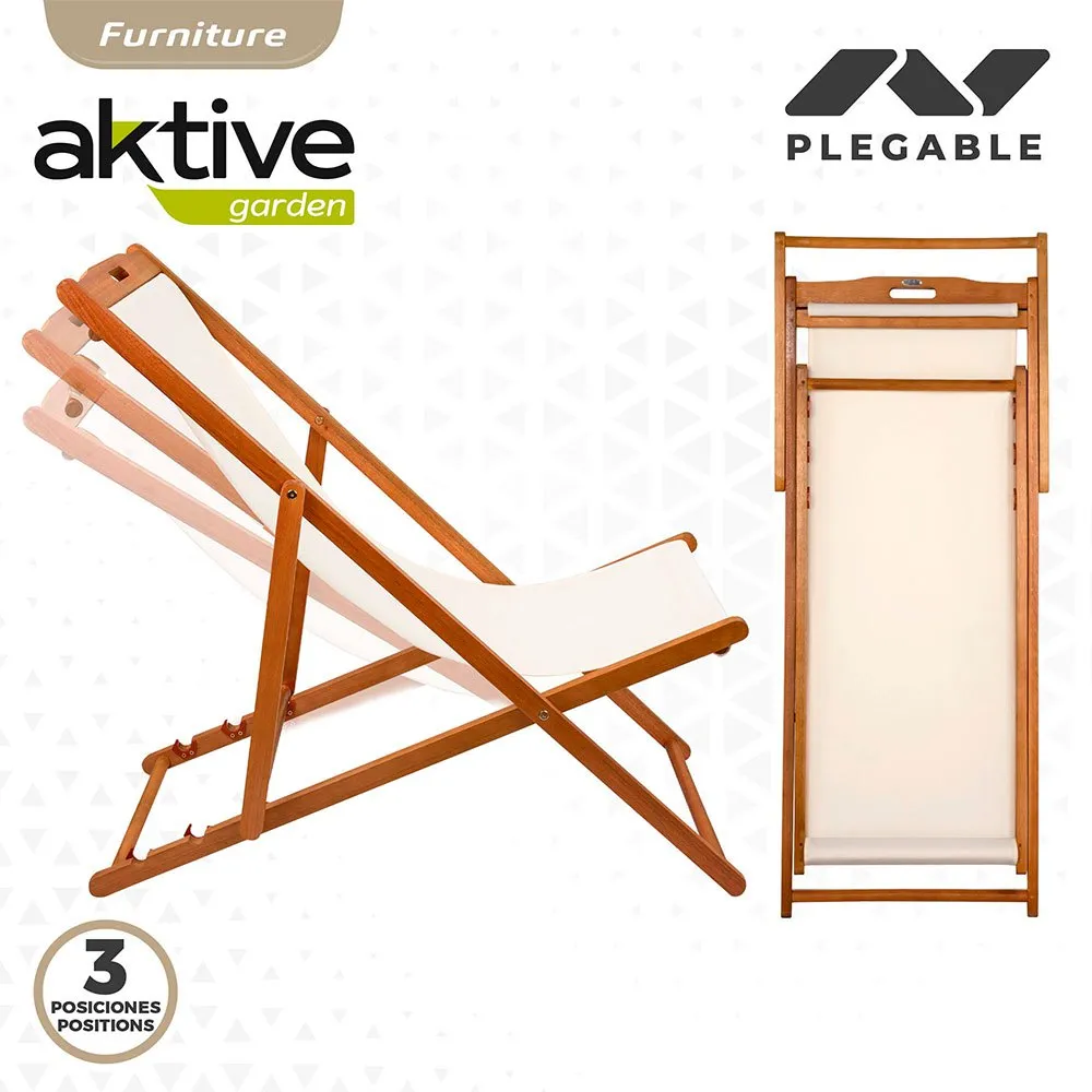Aktive Klappbare Sonnenliege Aus Akazienholz, Wooden / white, One Size Aktive Klappbare Sonnenliege Aus Akazienholz, Wooden / white, One Size