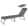 Aktive Klappbare Sonnenliege Mit Sonnenschirm, Grey, 193 x 53 x 30cm