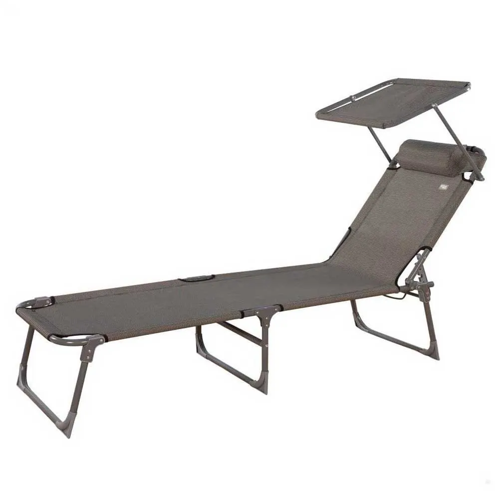 Aktive Klappbare Sonnenliege Mit Sonnenschirm, Grey, 193 x 53 x 30cm Aktive Klappbare Sonnenliege Mit Sonnenschirm, Grey, 193 x 53 x 30cm