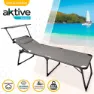 Aktive Klappbare Sonnenliege Mit Sonnenschirm Und Kissen, Grey / black, One Size