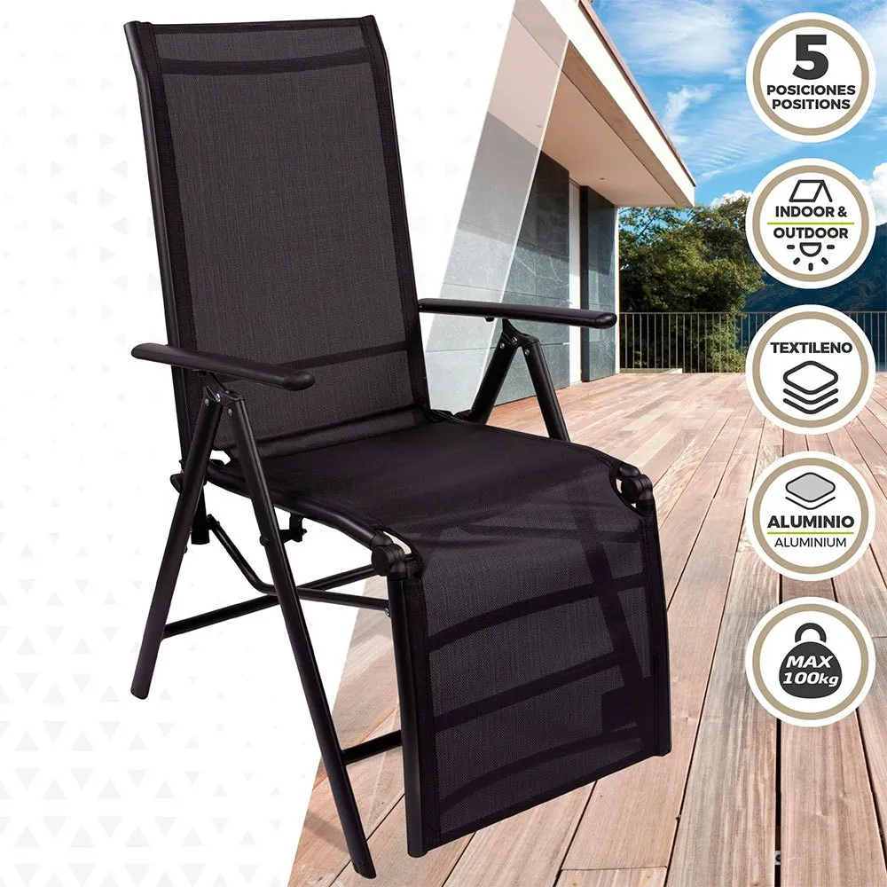 Aktive Klappbare Sonnenliegen Aus Textilen 59x68x108 Cm Refurbished, Black, One Size Aktive Klappbare Sonnenliegen Aus Textilen 59x68x108 Cm Refurbished, Black, One Size