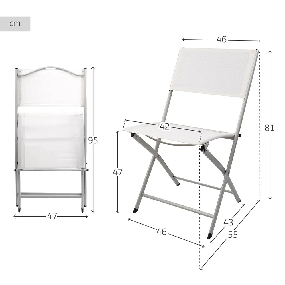 Aktive Klappbarer Gartenstuhl unisex, White, 46 x 55 x 81cm