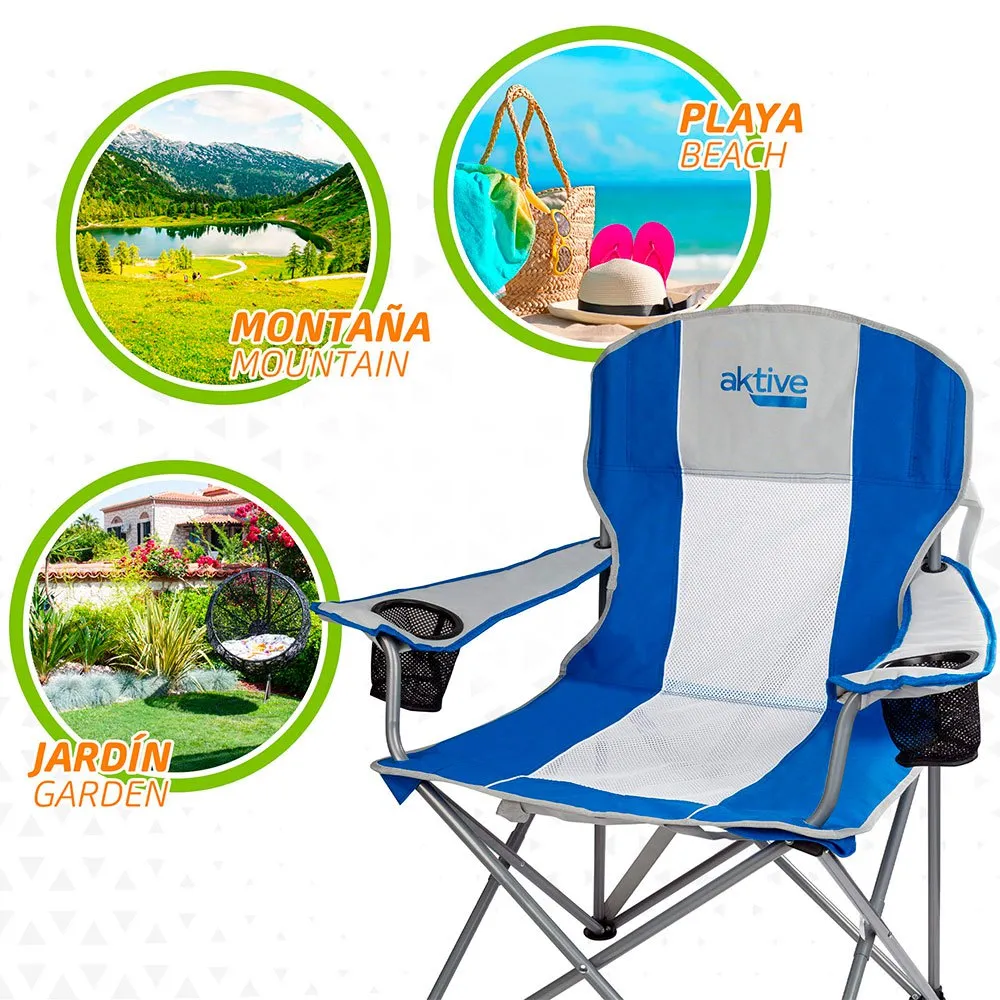 Aktive Klappbarer Sportstuhl 60x58.5x98 Cm, Blue / white, One Size Aktive Klappbarer Sportstuhl 60x58.5x98 Cm, Blue / white, One Size