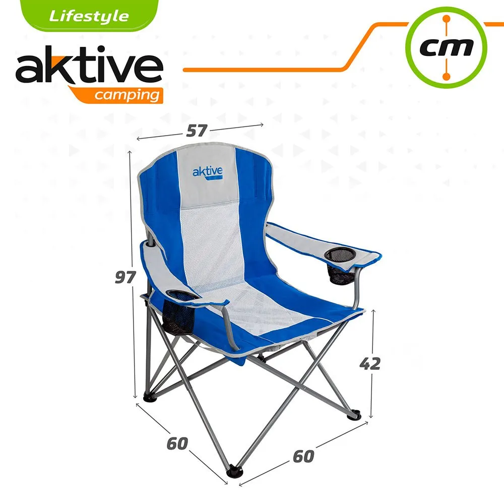 Aktive Klappbarer Sportstuhl 60x58.5x98 Cm, Blue / white, One Size Aktive Klappbarer Sportstuhl 60x58.5x98 Cm, Blue / white, One Size