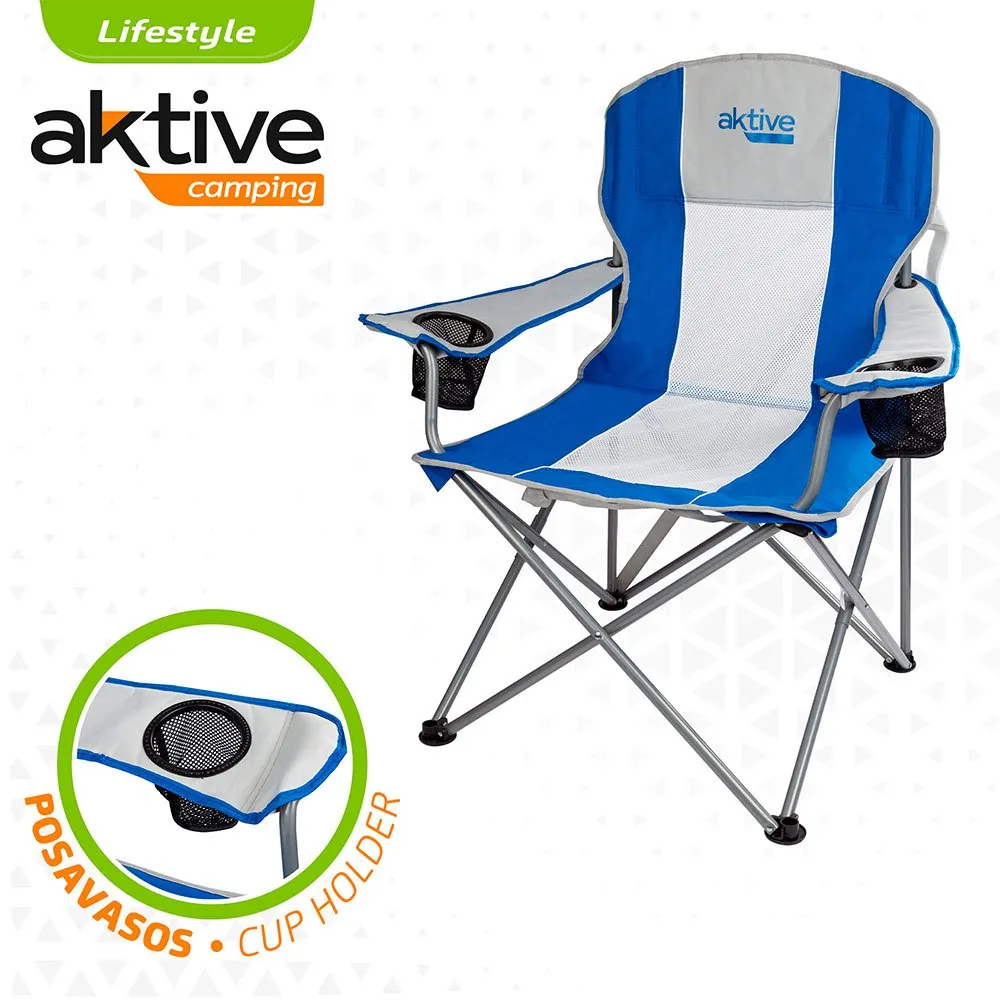 Aktive Klappbarer Sportstuhl 60x58.5x98 Cm, Blue / white, One Size Aktive Klappbarer Sportstuhl 60x58.5x98 Cm, Blue / white, One Size