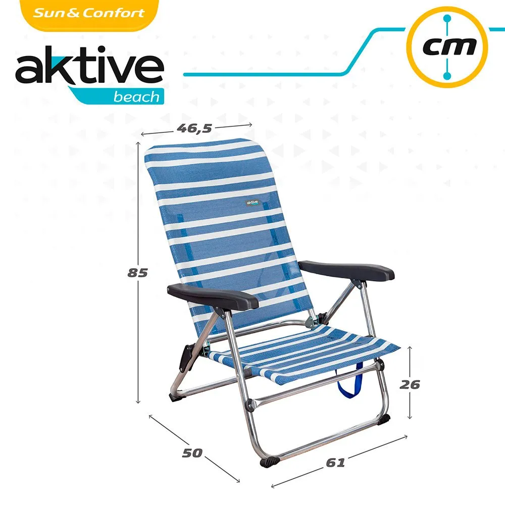 Aktive Klappstuhl 5 Positionen Niedrig 61x50x85 Cm, Blue / white, One Size Aktive Klappstuhl 5 Positionen Niedrig 61x50x85 Cm, Blue / white, One Size