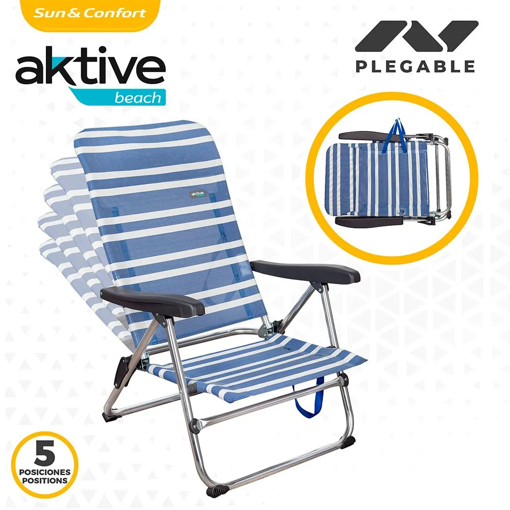Aktive Klappstuhl 5 Positionen Niedrig 61x50x85 Cm, Blue / white, One Size Aktive Klappstuhl 5 Positionen Niedrig 61x50x85 Cm, Blue / white, One Size