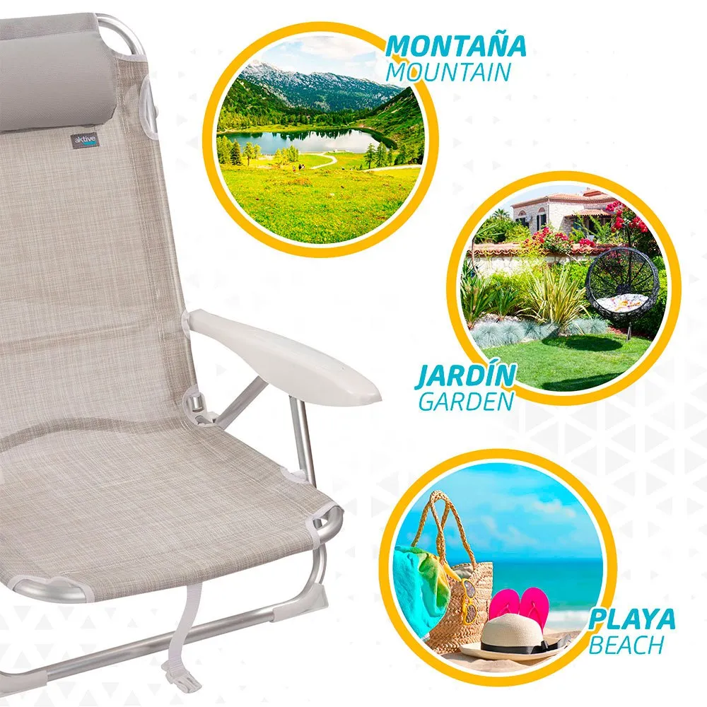 Aktive Mehrpositions-faltbarer Strandstuhl Aus Aluminium Refurbished unisex, Beige, One Size