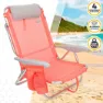 Aktive Mehrpositions-strandklappstuhl Mit Kissen, Coral, One Size