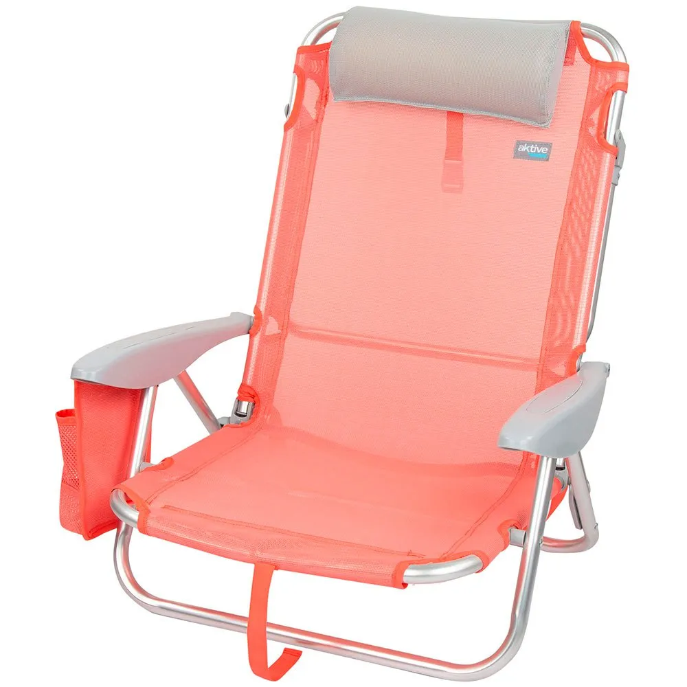Aktive Mehrpositions-strandklappstuhl Mit Kissen, Coral, One Size Aktive Mehrpositions-strandklappstuhl Mit Kissen, Coral, One Size