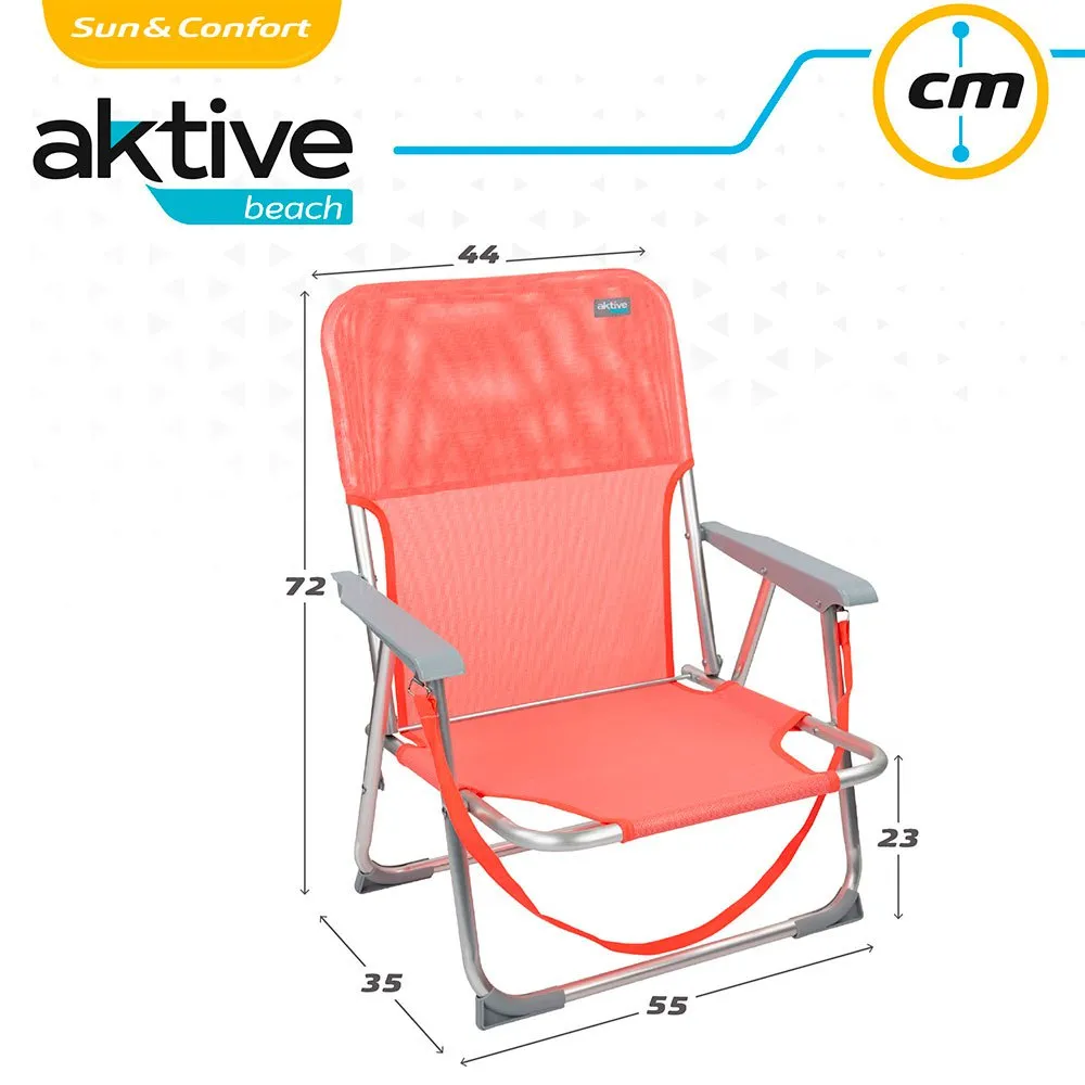 Aktive Niedriger Klappstrandstuhl Aus Aluminium, Coral, One Size Aktive Niedriger Klappstrandstuhl Aus Aluminium, Coral, One Size