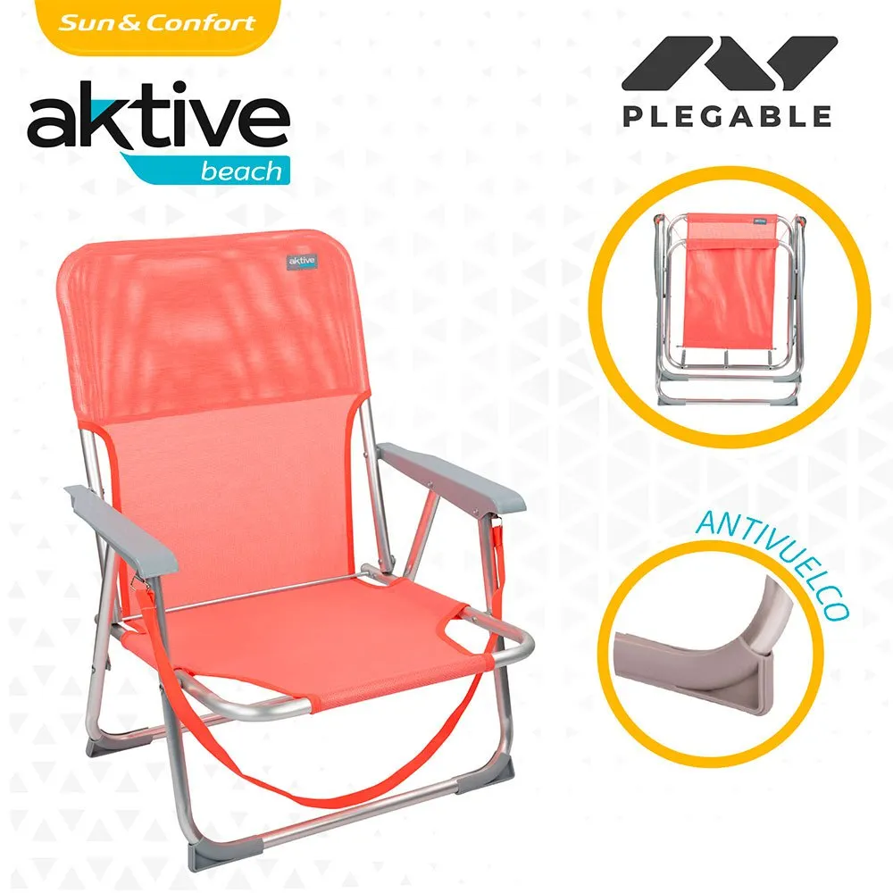 Aktive Niedriger Klappstrandstuhl Aus Aluminium unisex, Coral, One Size Aktive Niedriger Klappstrandstuhl Aus Aluminium unisex, Coral, One Size