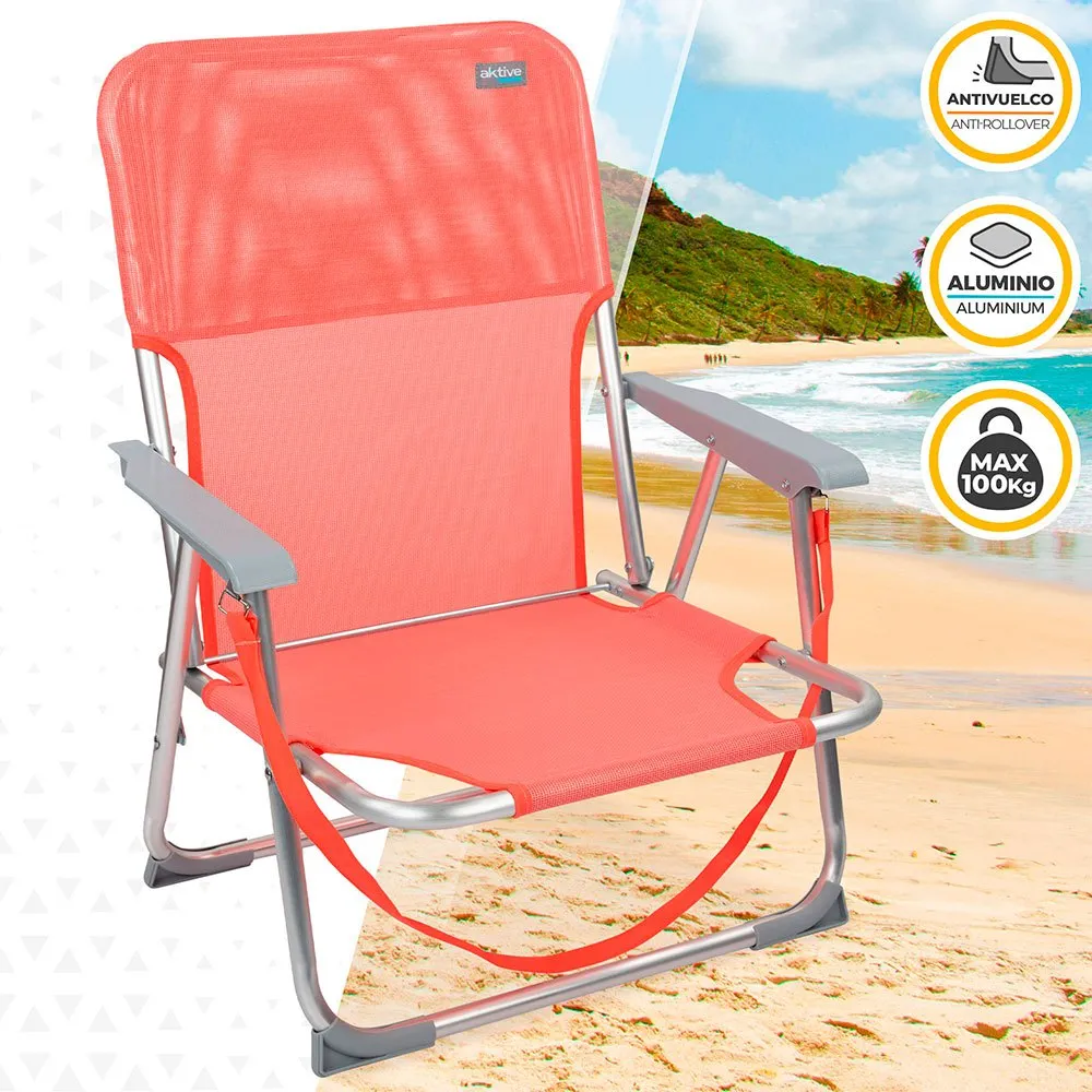 Aktive Niedriger Klappstrandstuhl Aus Aluminium unisex, Coral, One Size Aktive Niedriger Klappstrandstuhl Aus Aluminium unisex, Coral, One Size