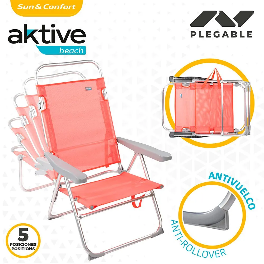 Aktive Niedriger Strandliegestuhl Aus Aluminium, Coral, One Size Aktive Niedriger Strandliegestuhl Aus Aluminium, Coral, One Size