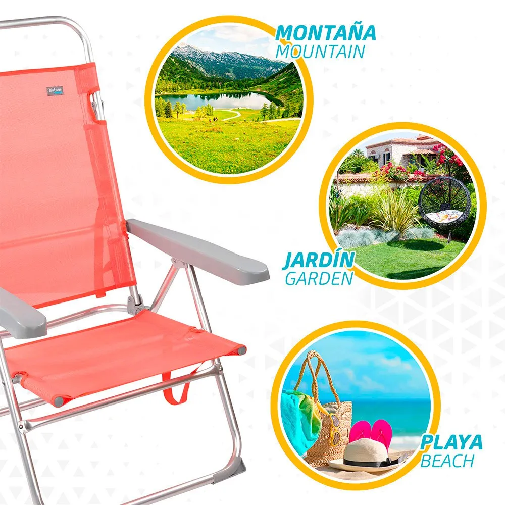 Aktive Niedriger Strandliegestuhl Aus Aluminium unisex, Coral, One Size