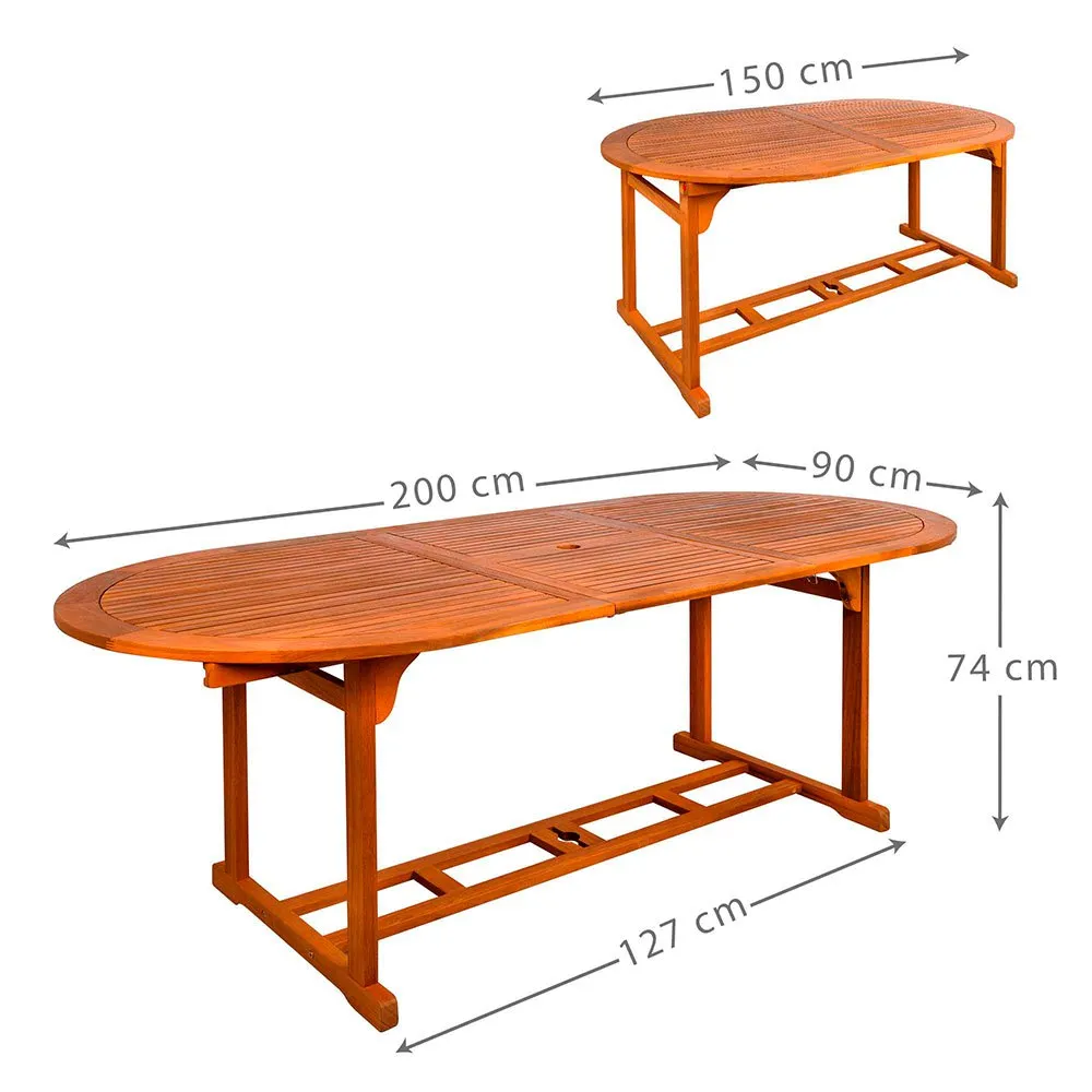 Aktive Ovaler Ausziehtisch Aus Akazienholz 150- 200x90x74 Cm, Wooden, One Size Aktive Ovaler Ausziehtisch Aus Akazienholz 150- 200x90x74 Cm, Wooden, One Size