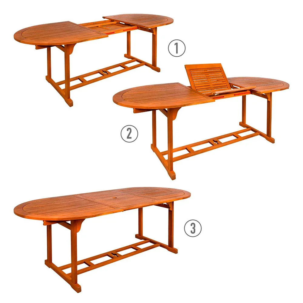 Aktive Ovaler Ausziehtisch Aus Akazienholz 150- 200x90x74 Cm, Wooden, One Size Aktive Ovaler Ausziehtisch Aus Akazienholz 150- 200x90x74 Cm, Wooden, One Size