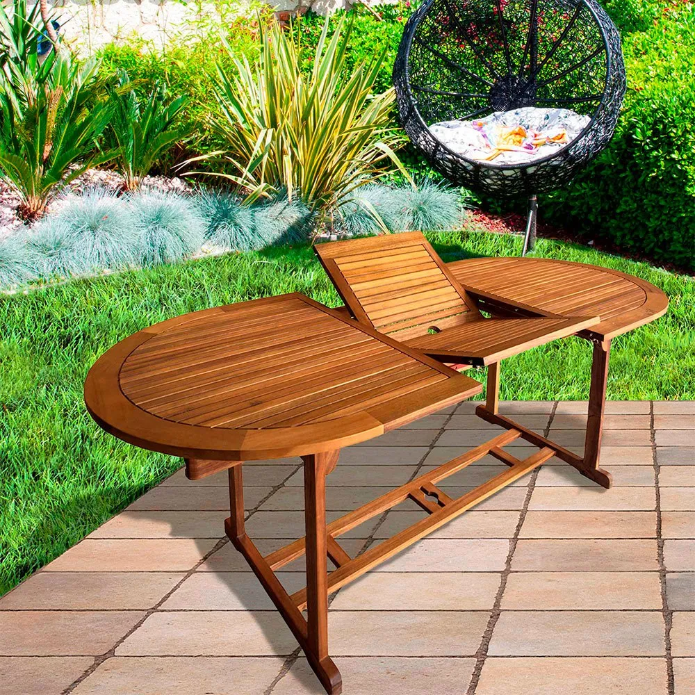 Aktive Ovaler Ausziehtisch Aus Akazienholz 150- 200x90x74 Cm, Wooden, One Size Aktive Ovaler Ausziehtisch Aus Akazienholz 150- 200x90x74 Cm, Wooden, One Size
