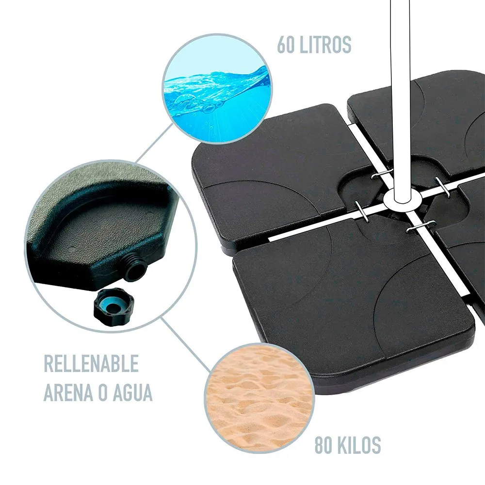 Aktive Quadratischer Nachfüllbarer Sonnenschirmständer 4 Stücke, Black, One Size Aktive Quadratischer Nachfüllbarer Sonnenschirmständer 4 Stücke, Black, One Size