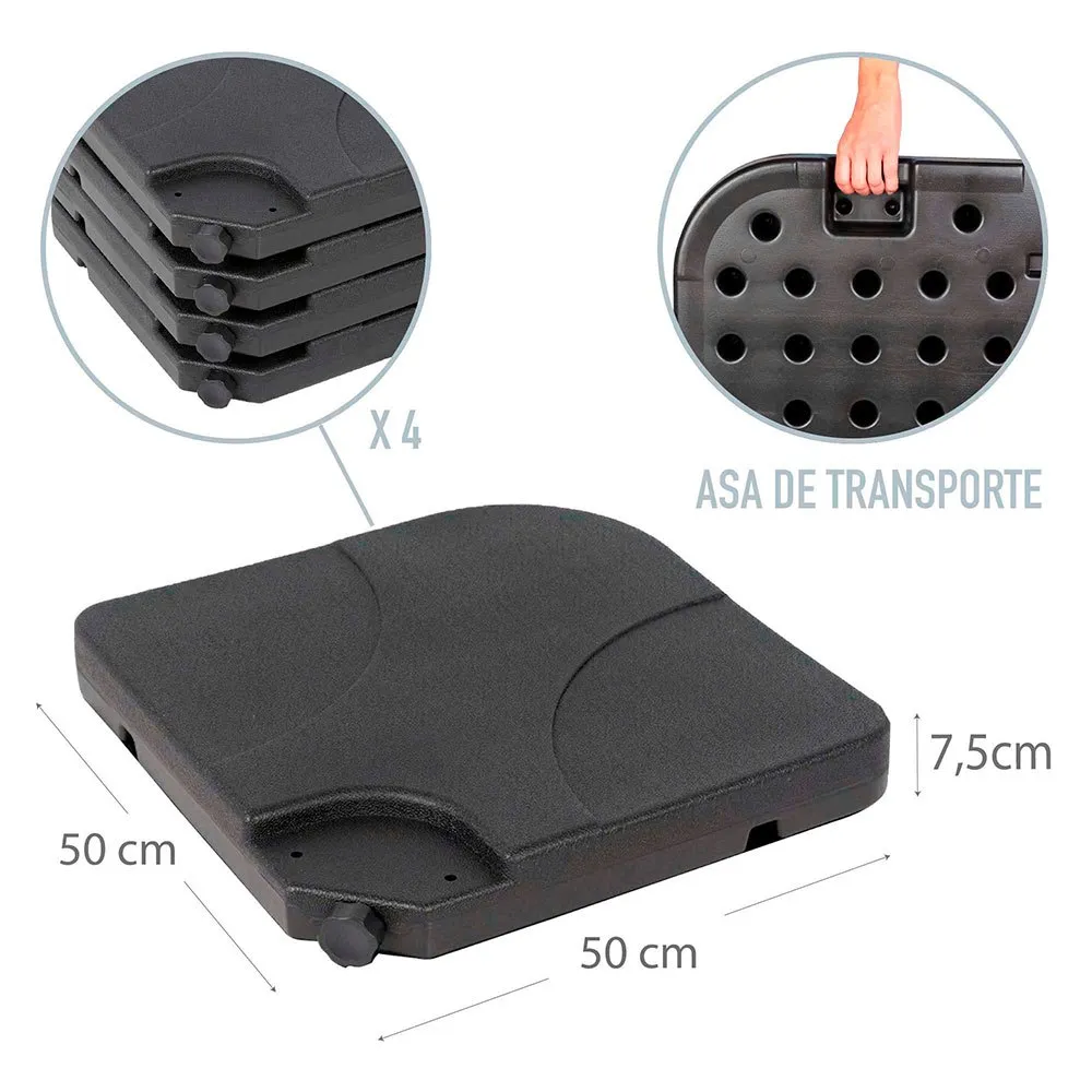 Aktive Quadratischer Nachfüllbarer Sonnenschirmständer 4 Stücke unisex, Black, One Size