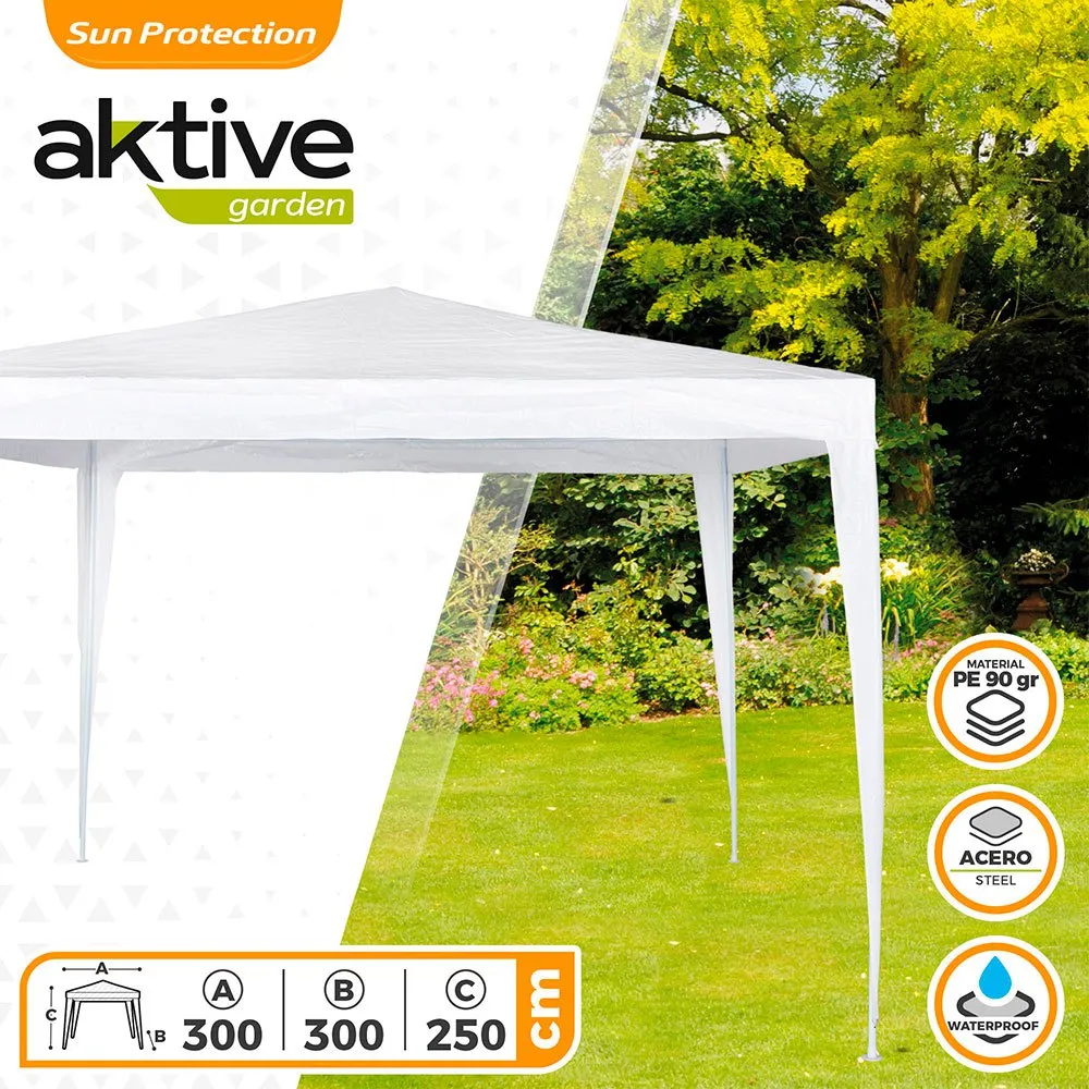 Aktive Quadratischer Pavillon Aus Kunststoff 300x300x250 Cm, White, One Size Aktive Quadratischer Pavillon Aus Kunststoff 300x300x250 Cm, White, One Size