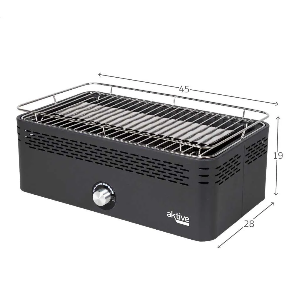 Aktive Rauchfreier Rechteckiger Grill, Black, 42 x 23cm Aktive Rauchfreier Rechteckiger Grill, Black, 42 x 23cm
