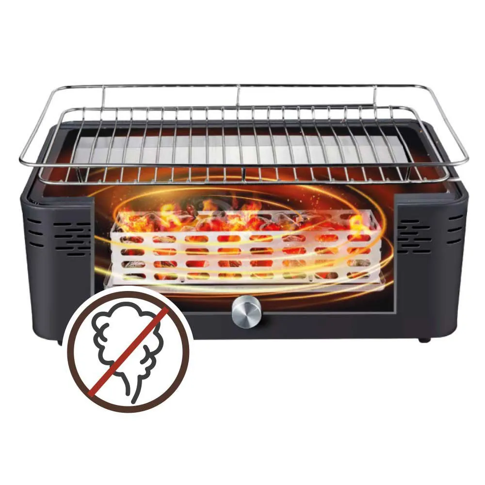 Aktive Rauchfreier Rechteckiger Grill, Black, 42 x 23cm Aktive Rauchfreier Rechteckiger Grill, Black, 42 x 23cm