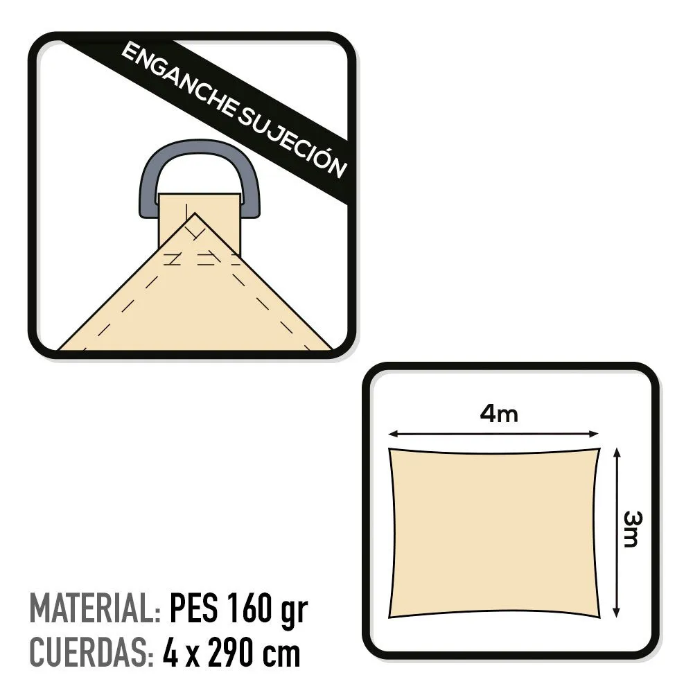 Aktive Rechteckige Markise 300x400 Cm unisex, Beige, One Size Aktive Rechteckige Markise 300x400 Cm unisex, Beige, One Size
