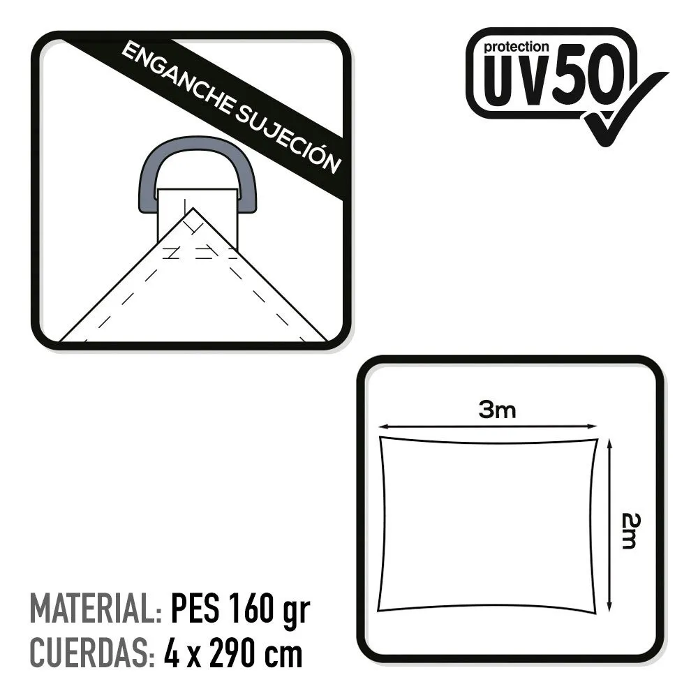 Aktive Rechteckige Schattenmarkise Mit Uv50-schutz 200x300 Cm, White, One Size Aktive Rechteckige Schattenmarkise Mit Uv50-schutz 200x300 Cm, White, One Size