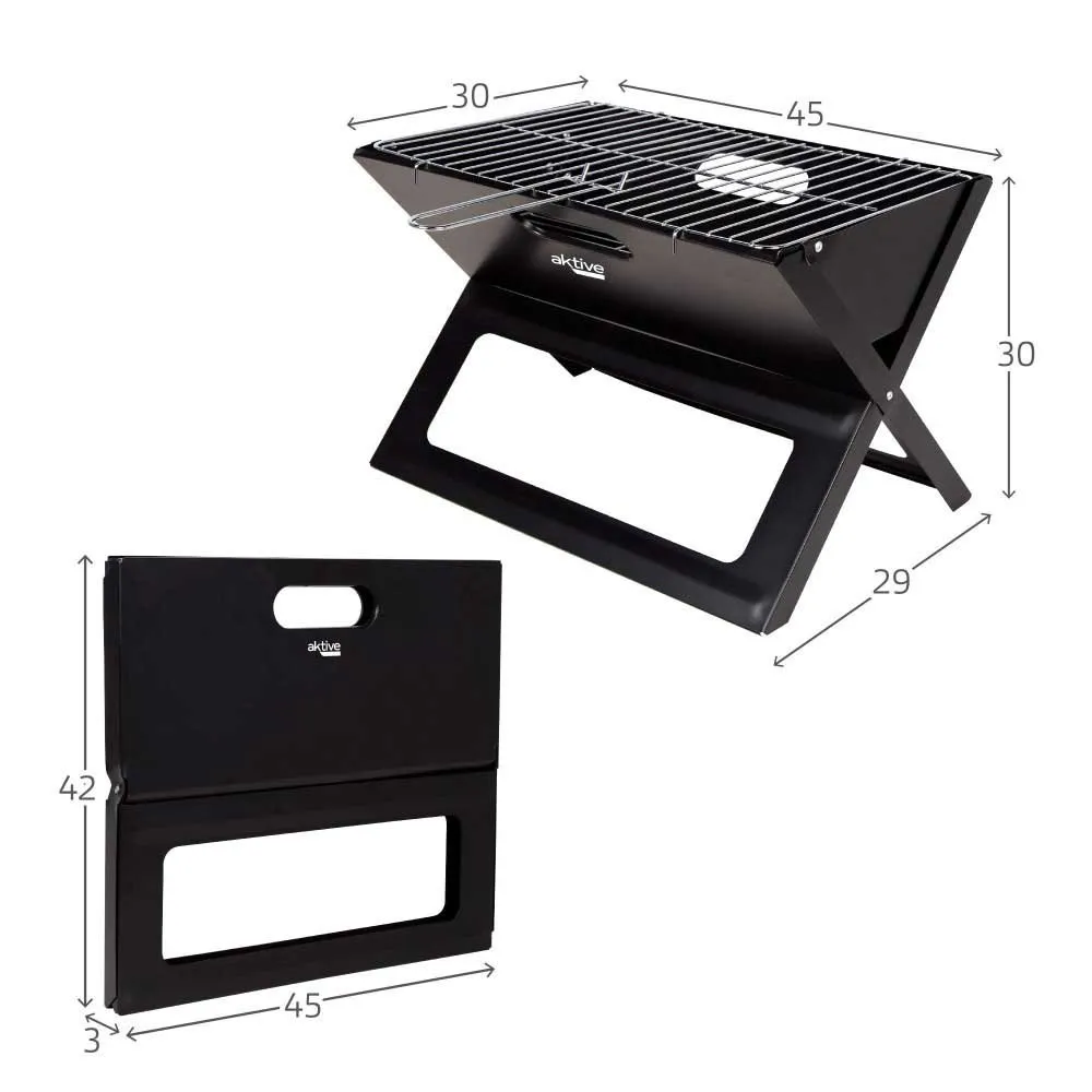 Aktive Rechteckiger Tragbarer Klappgrill Refurbished unisex, Black, 45 x 30cm Aktive Rechteckiger Tragbarer Klappgrill Refurbished unisex, Black, 45 x 30cm