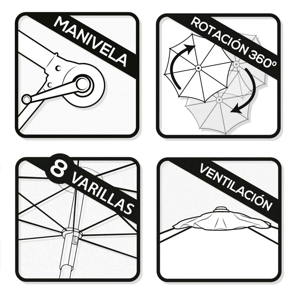 Aktive Roma 300 Cm Sonnenschirm, Grey, One Size Aktive Roma 300 Cm Sonnenschirm, Grey, One Size