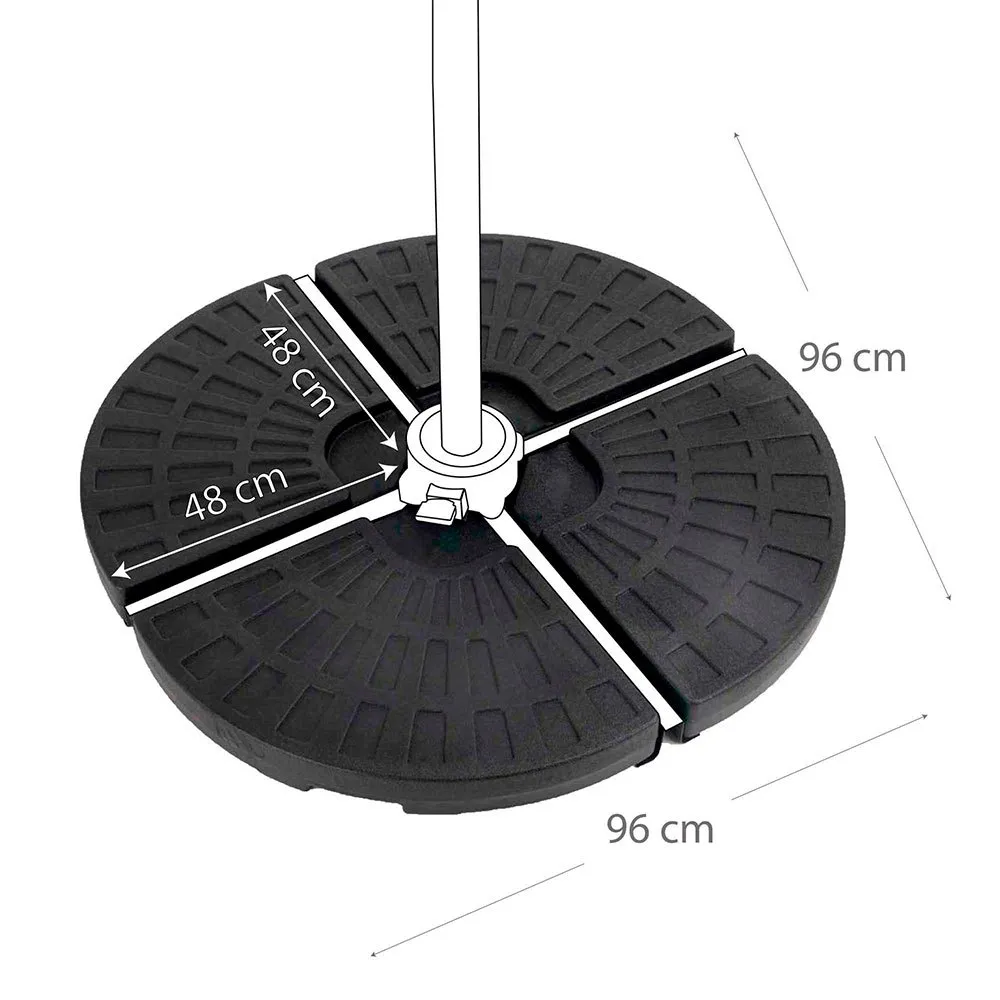 Aktive Runder Nachfüllbarer Sonnenschirmständer 4-teilig, Black, 48 x 48 x 7.5cm Aktive Runder Nachfüllbarer Sonnenschirmständer 4-teilig, Black, 48 x 48 x 7.5cm