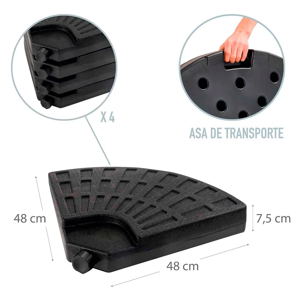 Aktive Runder Nachfüllbarer Sonnenschirmständer 4-teilig, Black, 48 x 48 x 7.5cm Aktive Runder Nachfüllbarer Sonnenschirmständer 4-teilig, Black, 48 x 48 x 7.5cm