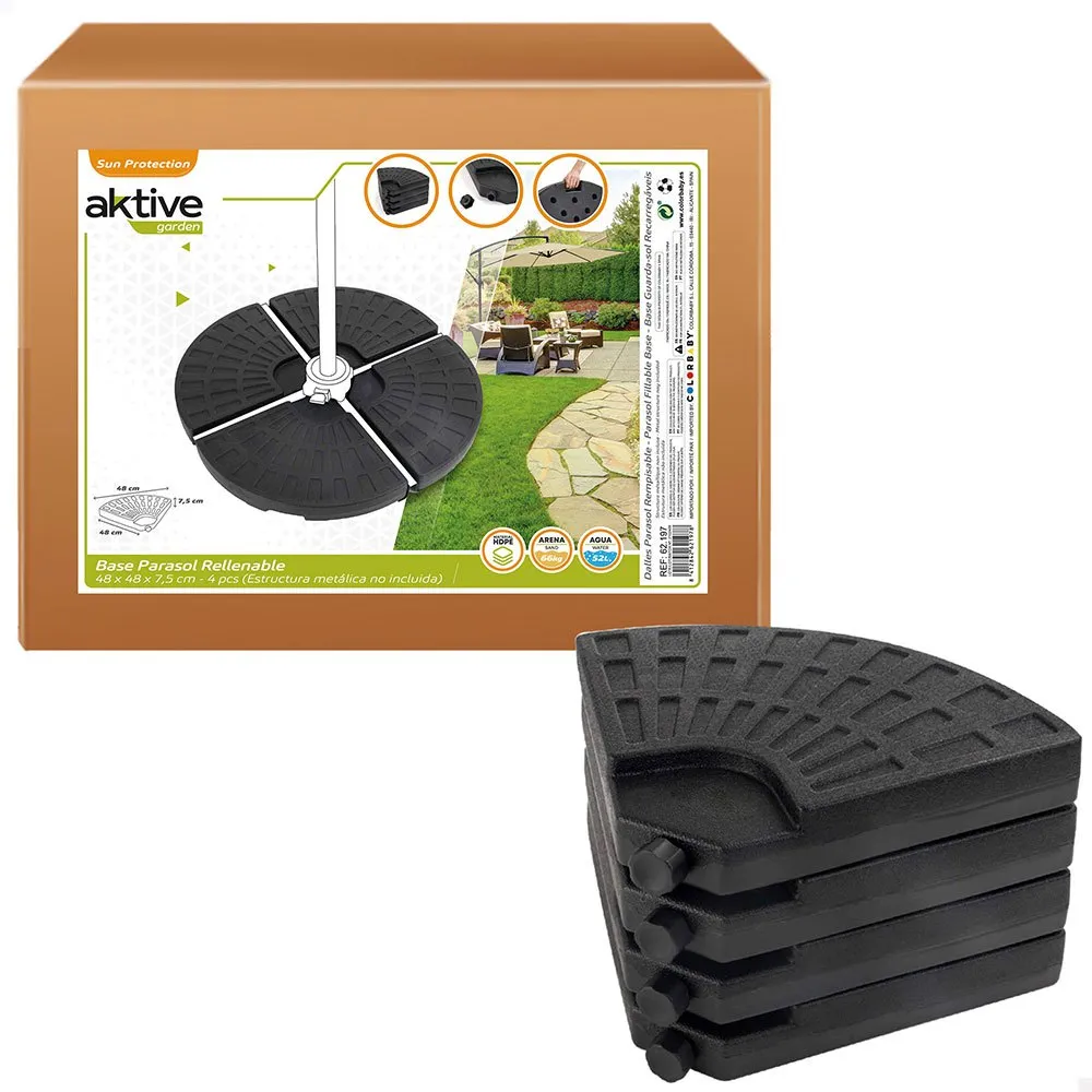 Aktive Runder Nachfüllbarer Sonnenschirmständer 4-teilig, Black, 48 x 48 x 7.5cm Aktive Runder Nachfüllbarer Sonnenschirmständer 4-teilig, Black, 48 x 48 x 7.5cm