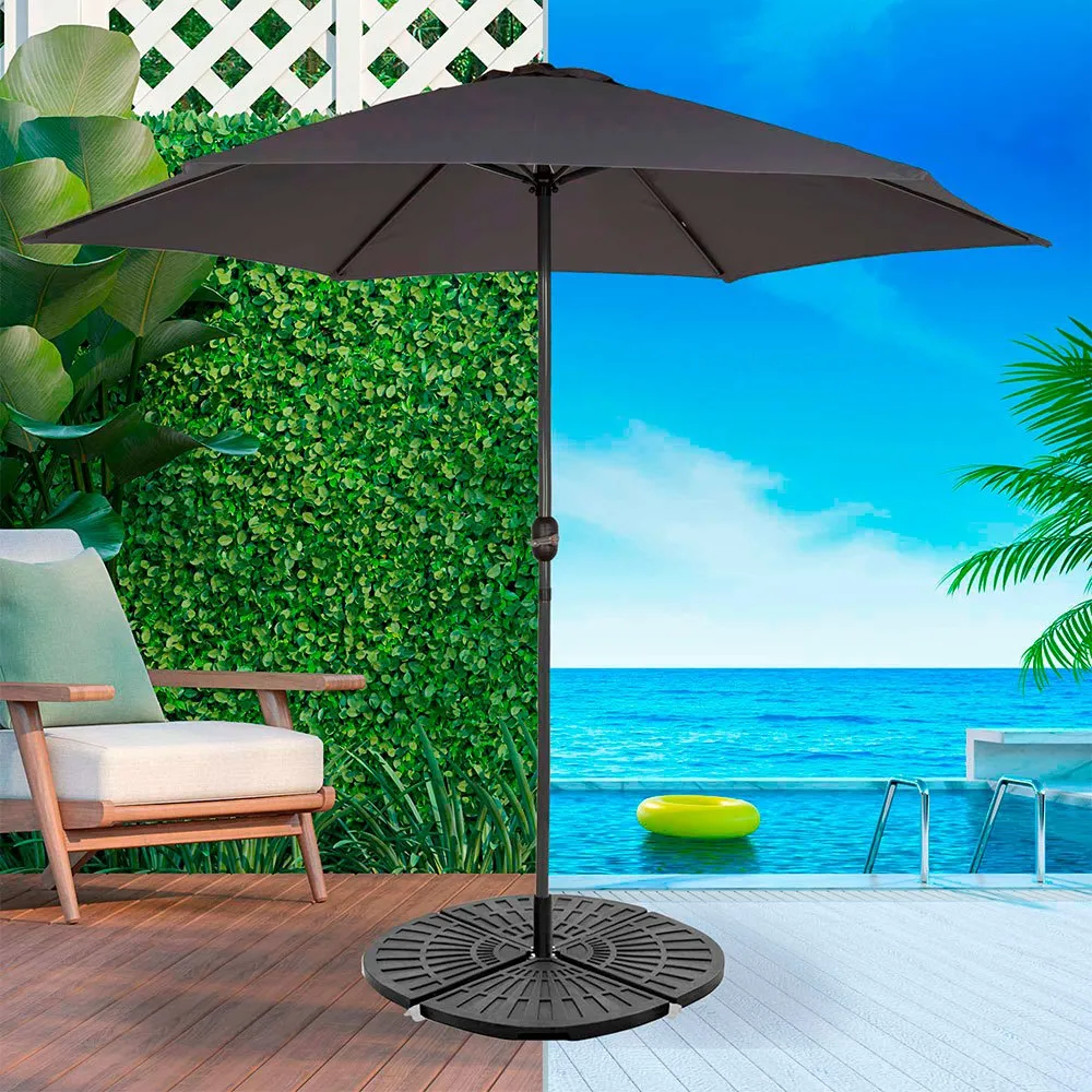 Aktive Runder Nachfüllbarer Sonnenschirmständer 4-teilig unisex, Black, 48 x 48 x 7.5cm