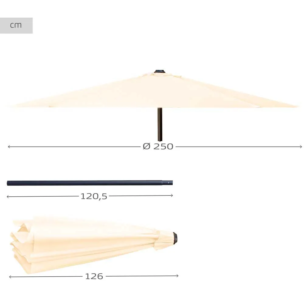 Aktive Sechseckiger Sonnenschirm 250 Cm, Beige, One Size Aktive Sechseckiger Sonnenschirm 250 Cm, Beige, One Size