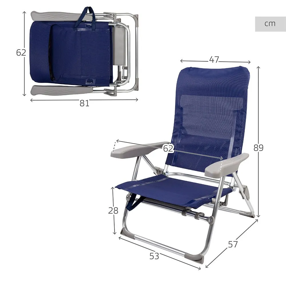 Aktive Slim Aluminium Mehrfach Verstellbarer Klappstuhl 61x60x89 Cm Aktive Slim Aluminium Mehrfach Verstellbarer Klappstuhl 61x60x89 Cm