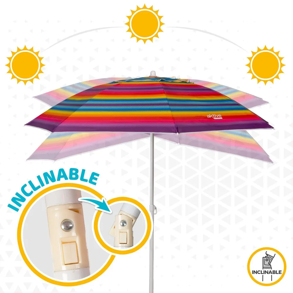 Aktive Sonnenschirm Mit Belüftung Und Uv50-schutz 200 Cm, Multicolor stripes, One Size Aktive Sonnenschirm Mit Belüftung Und Uv50-schutz 200 Cm, Multicolor stripes, One Size