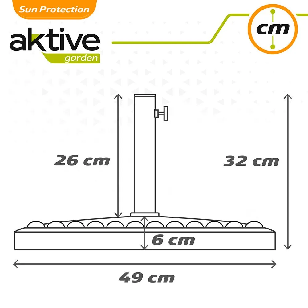Aktive Sonnenschirm Mit Rundem Sockel Aus Polyresin 38-48 Mm, Black, 49 x 33cm Aktive Sonnenschirm Mit Rundem Sockel Aus Polyresin 38-48 Mm, Black, 49 x 33cm