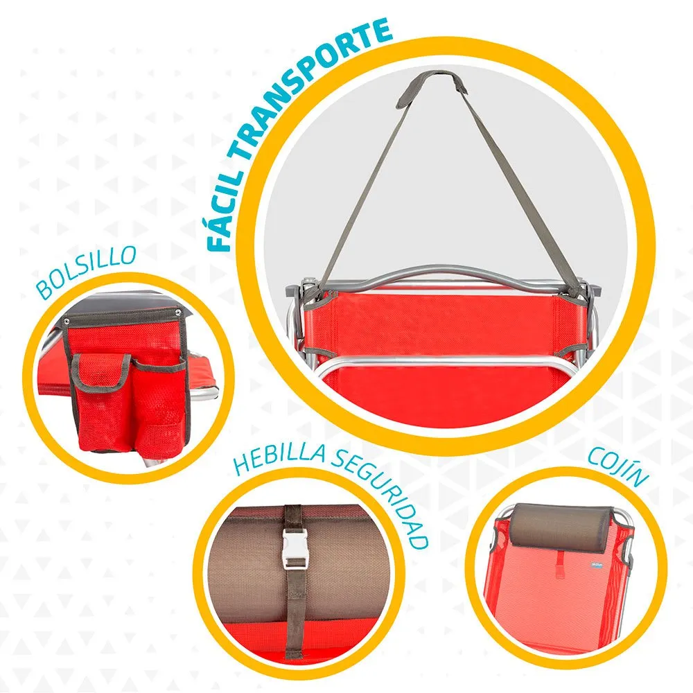 Aktive Strandliegestuhl Mit Kissen, Red, One Size Aktive Strandliegestuhl Mit Kissen, Red, One Size