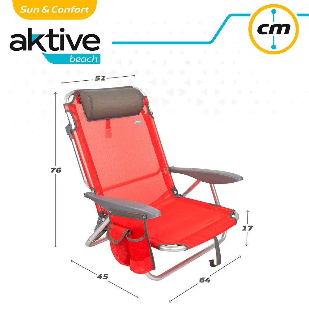 Aktive Strandliegestuhl Mit Kissen, Red, One Size Aktive Strandliegestuhl Mit Kissen, Red, One Size