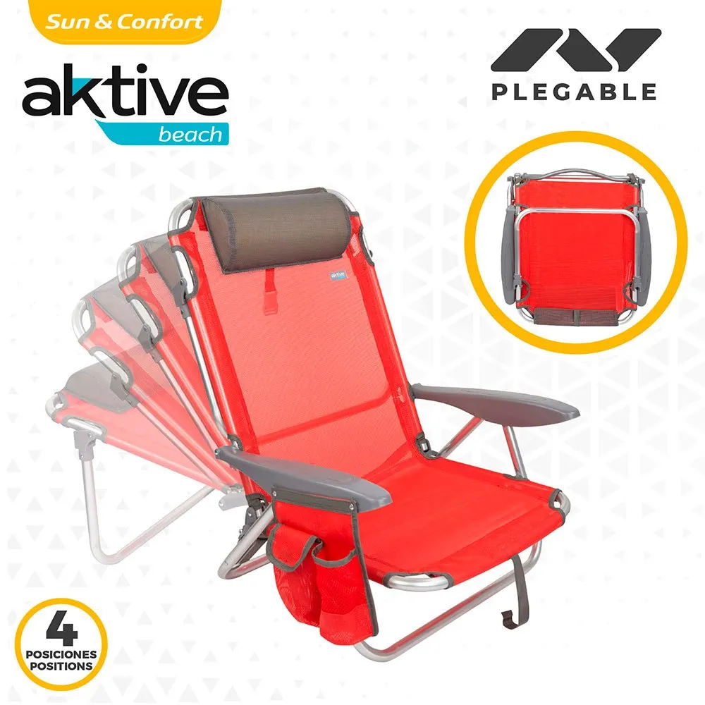 Aktive Strandliegestuhl Mit Kissen, Red, One Size Aktive Strandliegestuhl Mit Kissen, Red, One Size