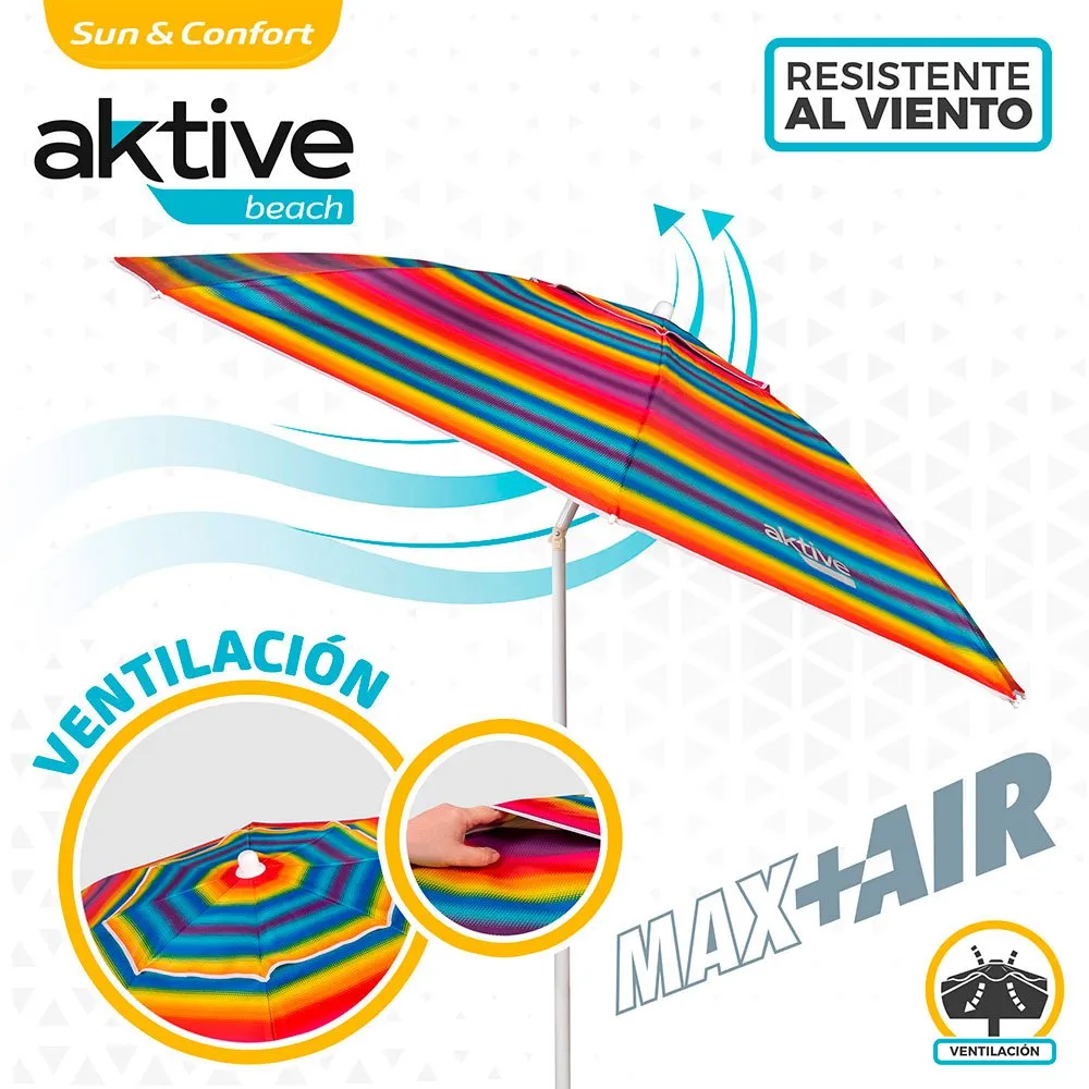 Aktive Sun&confort Ø Winddichter Uv50 Sonnenschirm Mit Neigbarem Mast 220cm, Multicolor stripes, One Size Aktive Sun&confort Ø Winddichter Uv50 Sonnenschirm Mit Neigbarem Mast 220cm, Multicolor stripes, One Size