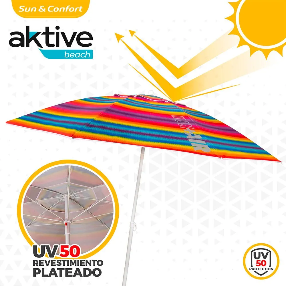 Aktive Sun&confort Ø Winddichter Uv50 Sonnenschirm Mit Neigbarem Mast 220cm, Multicolor stripes, One Size Aktive Sun&confort Ø Winddichter Uv50 Sonnenschirm Mit Neigbarem Mast 220cm, Multicolor stripes, One Size