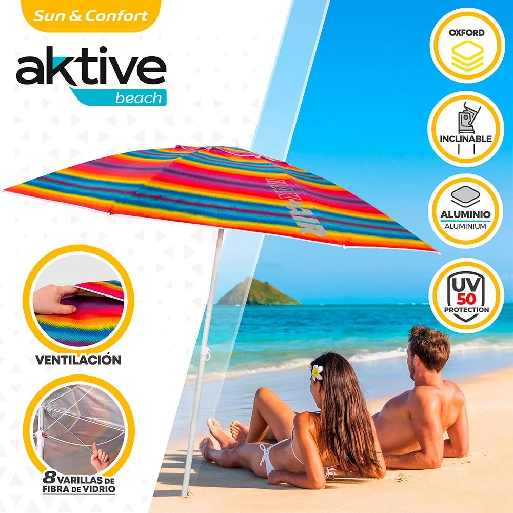 Aktive Sun&confort Ø Winddichter Uv50 Sonnenschirm Mit Neigbarem Mast 220cm, Multicolor stripes, One Size Aktive Sun&confort Ø Winddichter Uv50 Sonnenschirm Mit Neigbarem Mast 220cm, Multicolor stripes, One Size