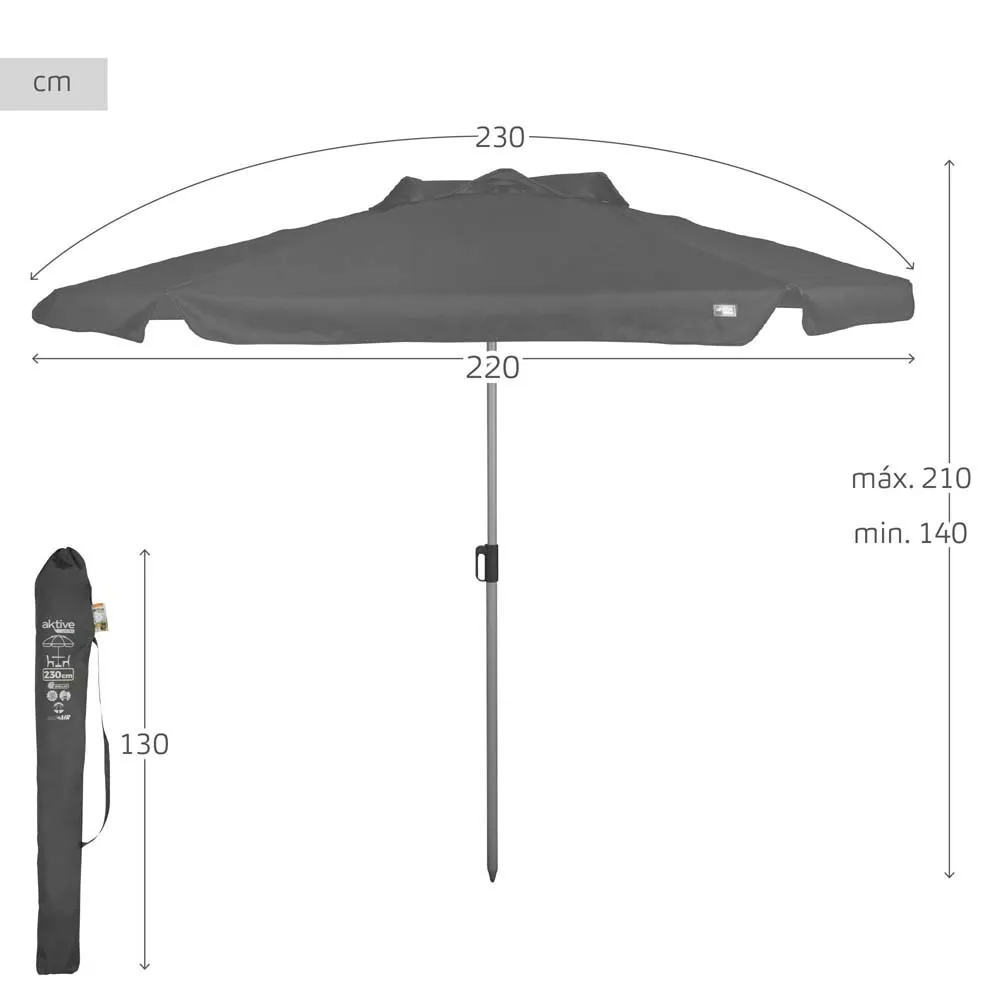 Aktive Uv50 Sechseck-sonnenschirm 230 Cm, Black, One Size Aktive Uv50 Sechseck-sonnenschirm 230 Cm, Black, One Size