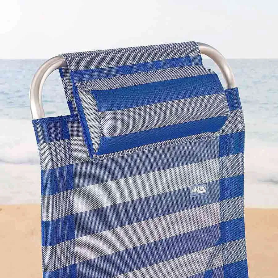 Aktive Verstellbare Strandliege Mit Polster Refurbished, Blue / white, 75 x 63 x 43-114cm Aktive Verstellbare Strandliege Mit Polster Refurbished, Blue / white, 75 x 63 x 43-114cm