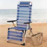 Aktive Verstellbare Strandliege Mit Polster Refurbished, Blue / white, 75 x 63 x 43-114cm