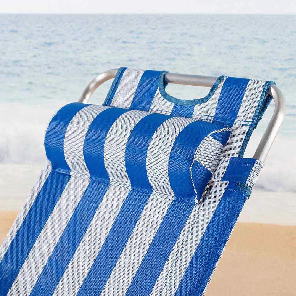 Aktive Verstellbarer Liegestuhl Mit Auflage Refurbished, Blue / white, 153 x 60 x 83cm Aktive Verstellbarer Liegestuhl Mit Auflage Refurbished, Blue / white, 153 x 60 x 83cm