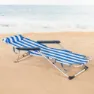 Aktive Verstellbarer Liegestuhl Mit Auflage Refurbished, Blue / white, 153 x 60 x 83cm